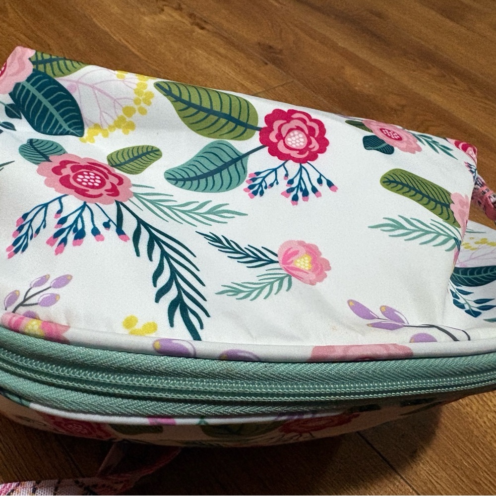 Floral Patterned Bag with Green Accents